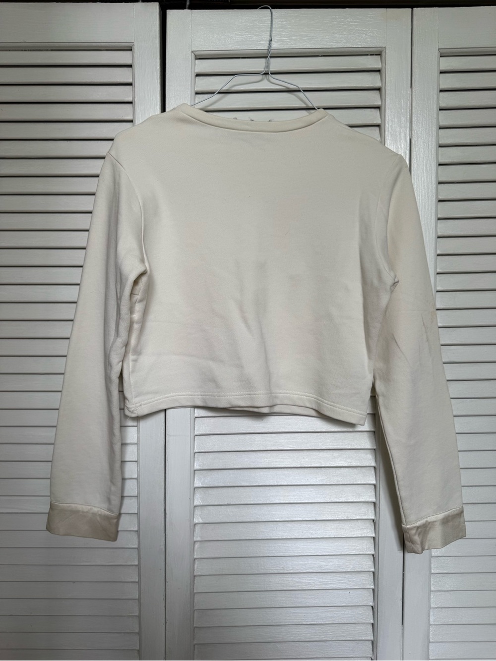 Fleur du Mal White  Long-Sleeve Crop Top sweatshirt - Picture 4 of 6